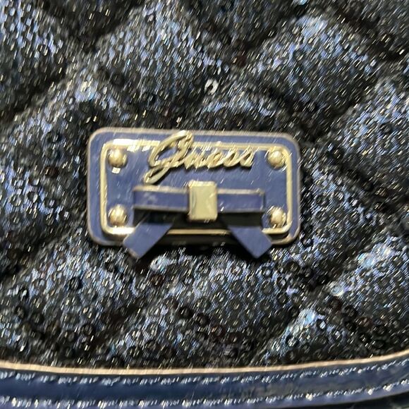 Guess Quilted Sequence Crossbody blue cross body evening bag D6 - Picture 6 of 7